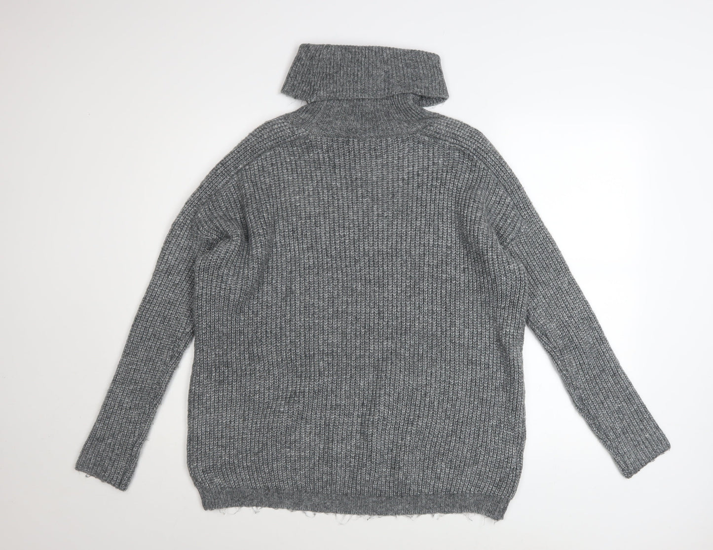 Mango Women’s Grey Roll Neck Chunky Knit Pullover Jumper Size S