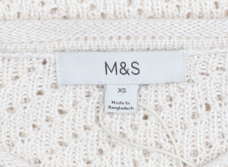 Marks and Spencer Womens Ivory Open-Knit Jumper XS