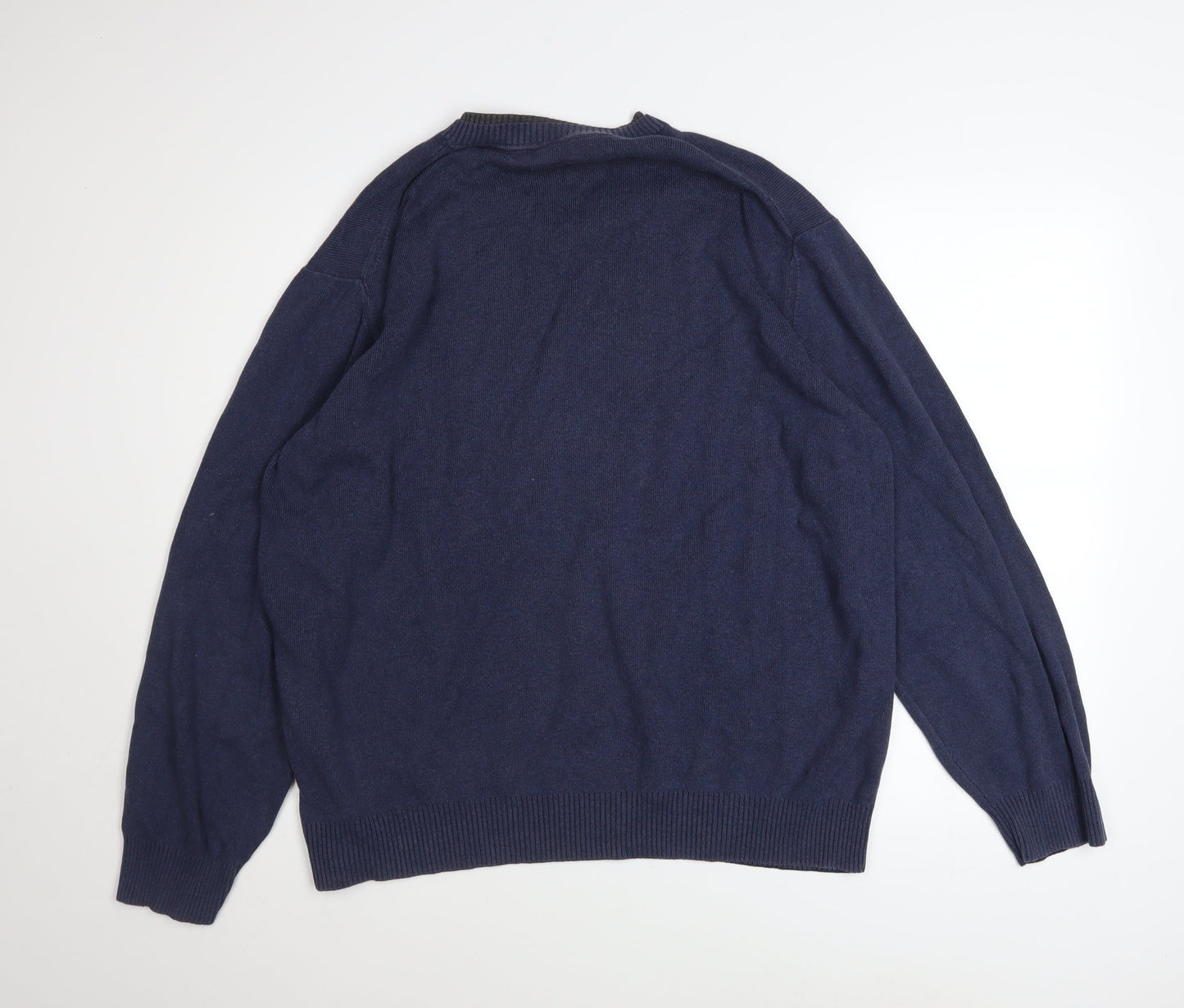 Tommy Hilfiger Men's Blue V-Neck Cotton Jumper XL Pullover