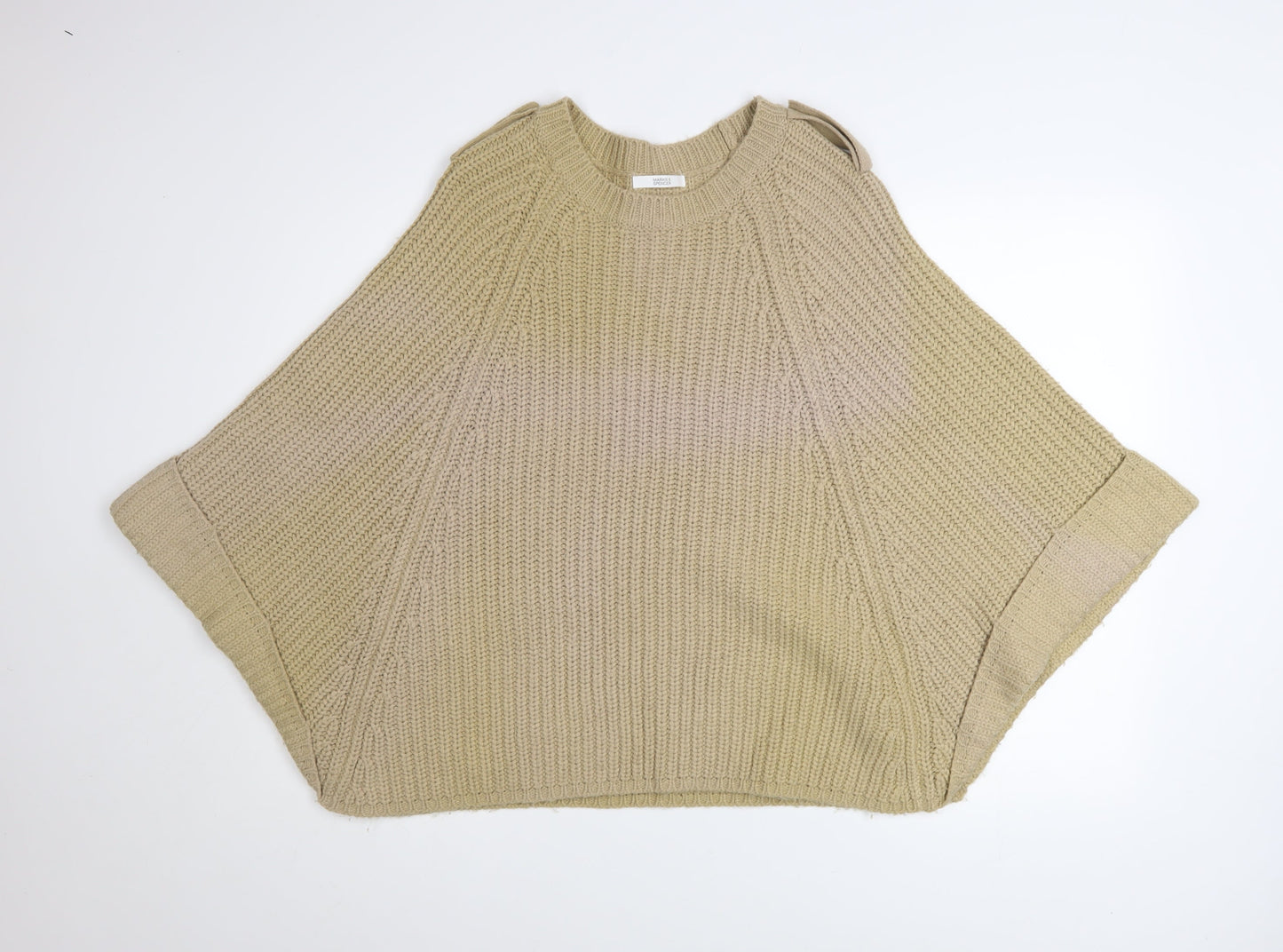 Marks and Spencer Women Beige Knit Cape Jumper One Size Acrylic