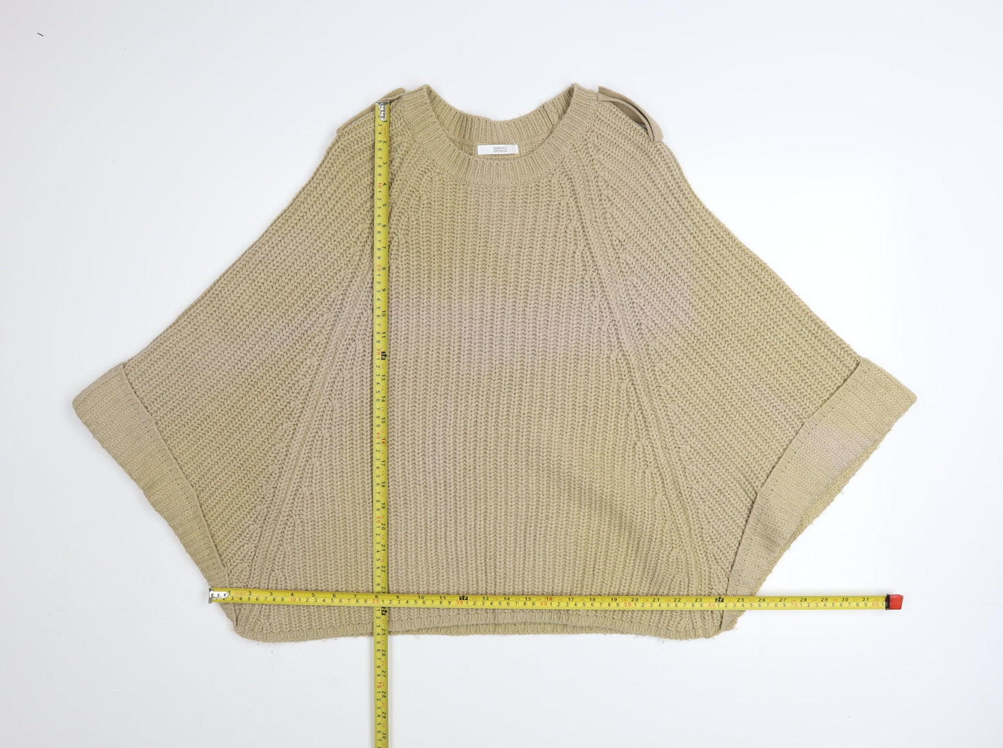 Marks and Spencer Women Beige Knit Cape Jumper One Size Acrylic
