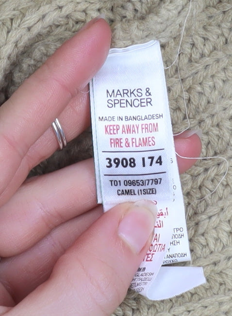 Marks and Spencer Women Beige Knit Cape Jumper One Size Acrylic