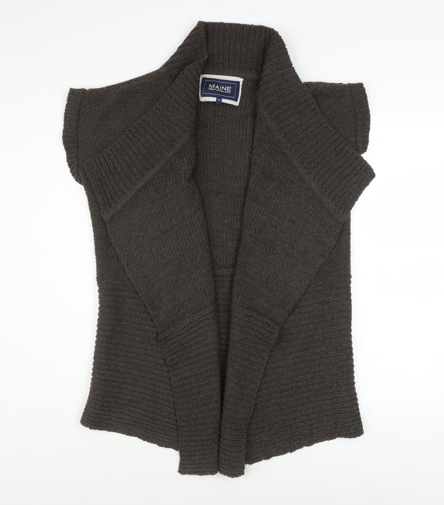 Maine New England Women Brown Size 14 Sleeveless Knit Cardigan