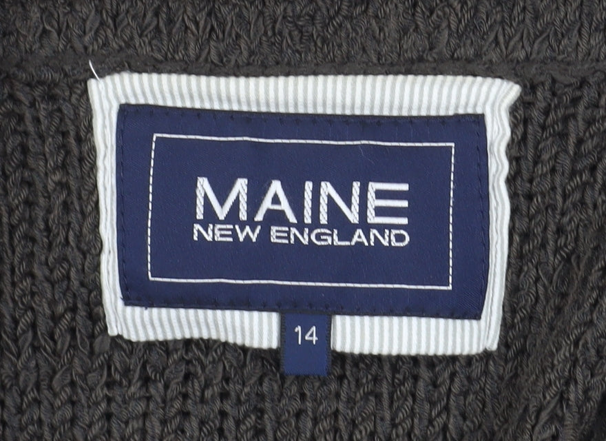 Maine New England Women Brown Size 14 Sleeveless Knit Cardigan
