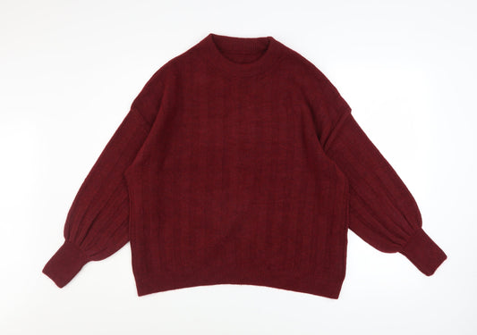 Peacocks Women's Red Crew Neck Long Sleeve Knit Jumper Size L