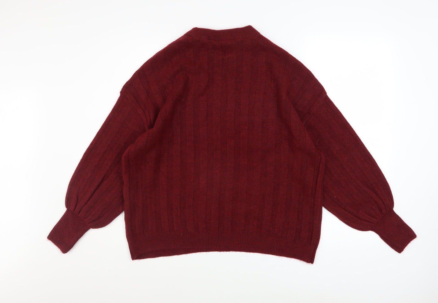 Peacocks Women's Red Crew Neck Long Sleeve Knit Jumper Size L