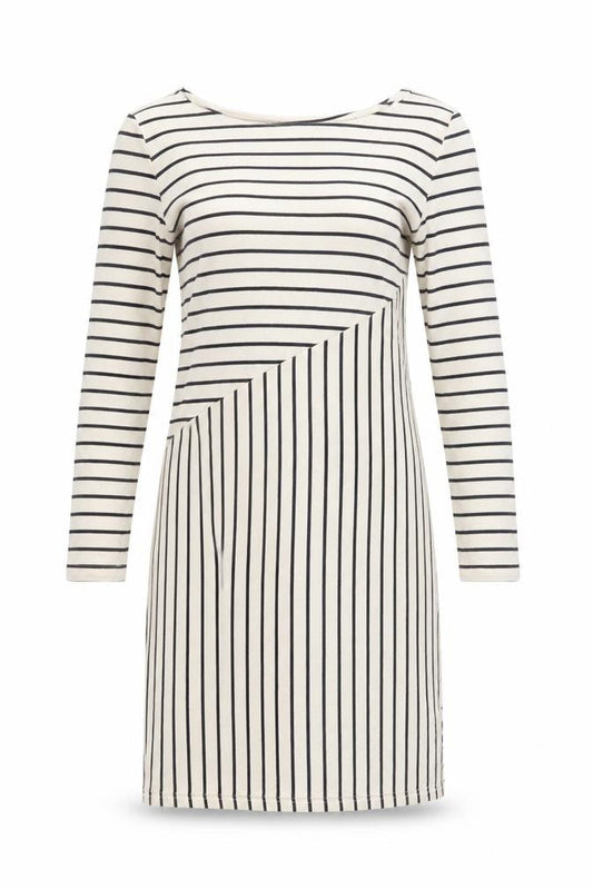 Y.A.S Women’s White Striped Long Sleeve Shift Dress Size S
