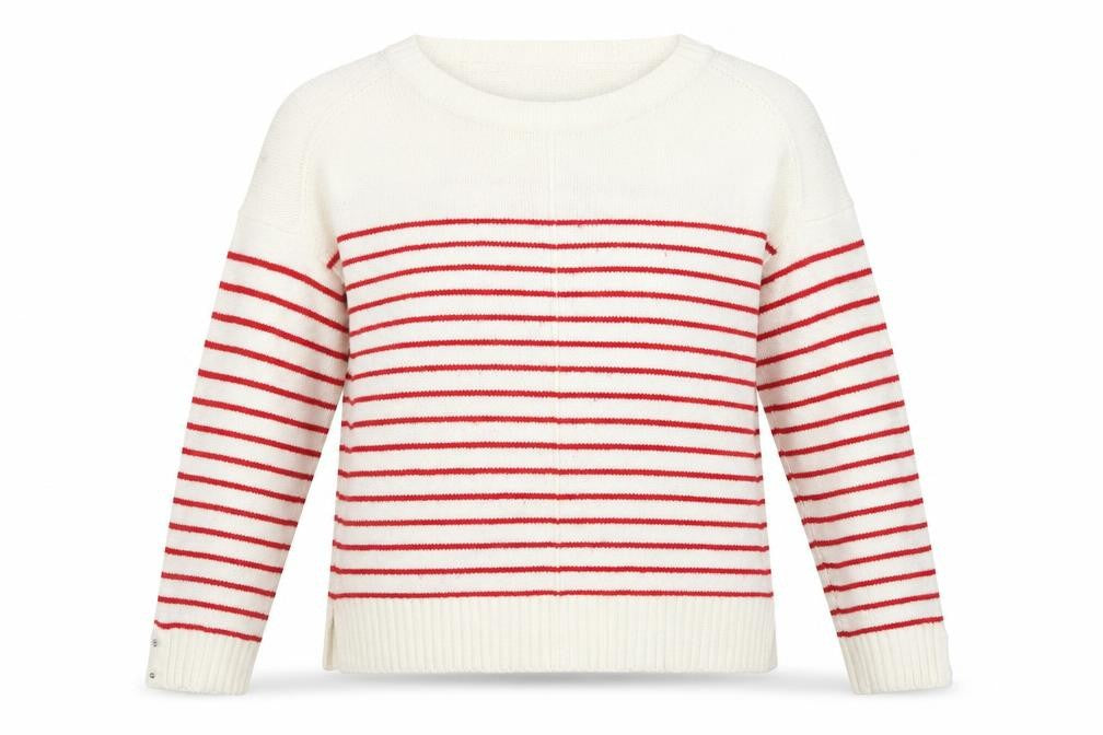 Next Women White Red Striped Crew Neck Knit Jumper Size 10
