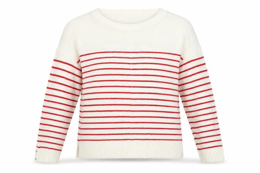 Next Women White Red Striped Crew Neck Knit Jumper Size 10
