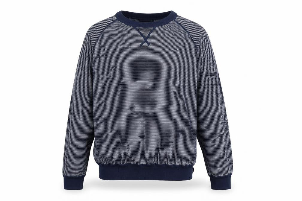 Haworth Men Blue Striped Cotton Crew Neck Pullover Jumper XL