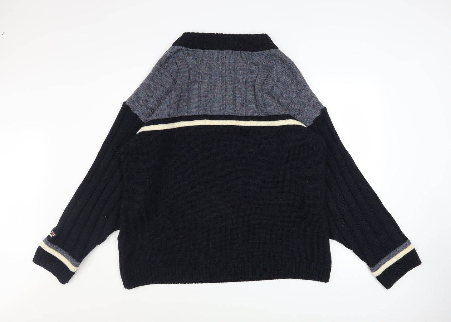 Fila Mens Blue High Neck Half Zip Knit Jumper Size L