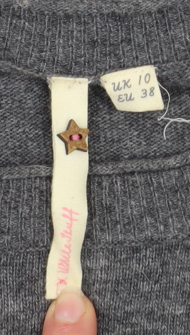 White Stuff Womens Grey Polka Dot Lambswool Jumper UK 10