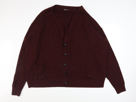 Louie James Men's Brown 5XL Cable Knit Button Cardigan