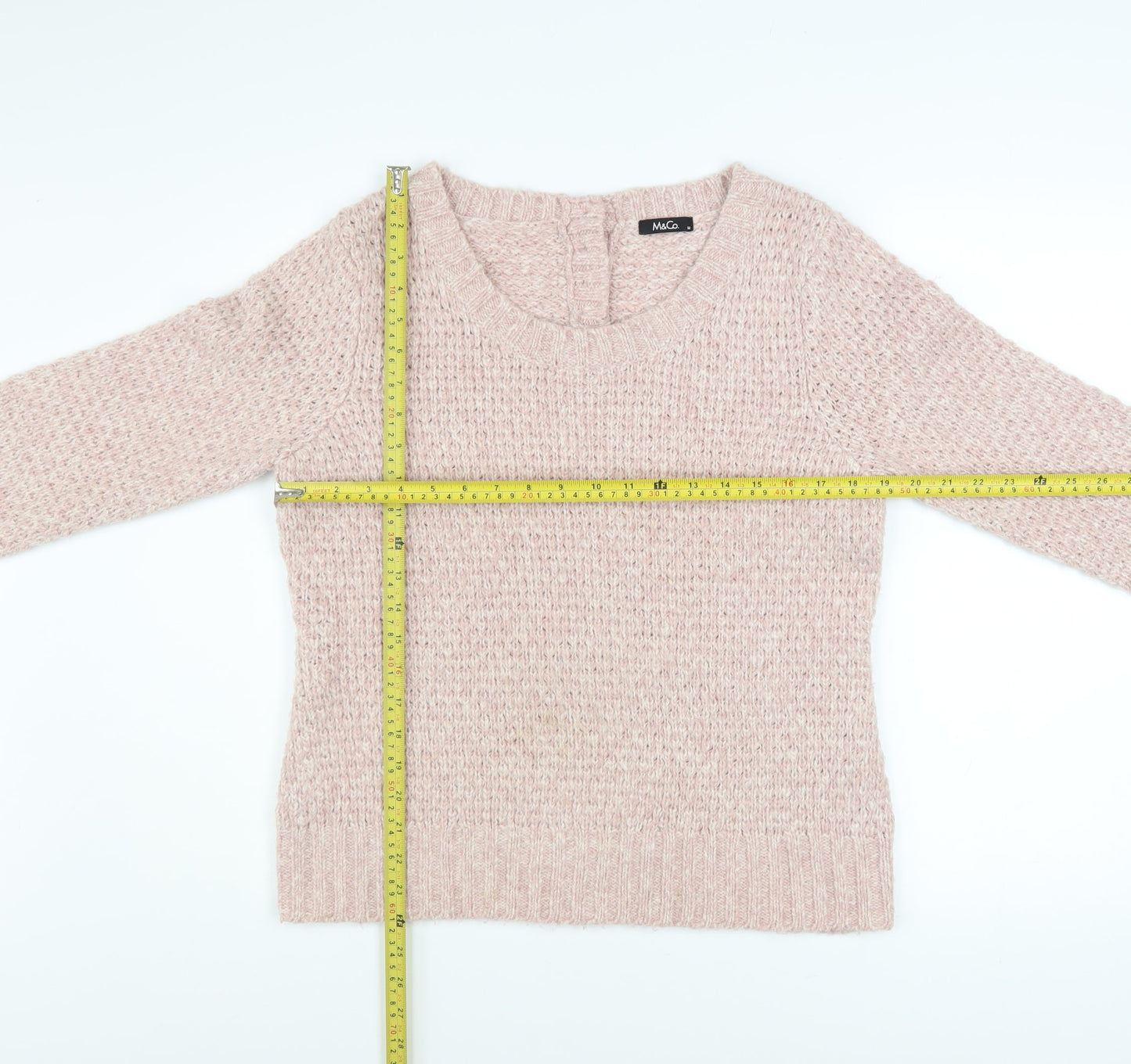 M&Co Women’s Pink Chunky Knit Acrylic Pullover Jumper Size M