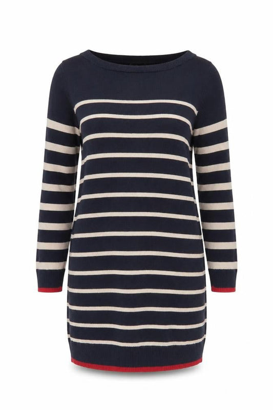 Oasis Women Blue Striped Jumper Dress M Long Sleeve Knit Casual