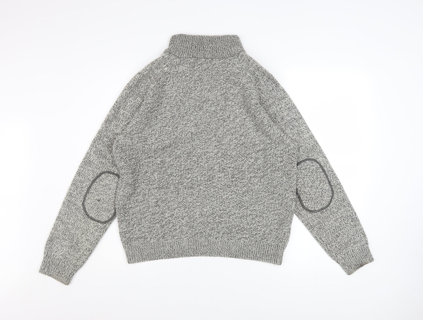 Next Men Grey Henley Jumper M Chunky Knit Wool Blend
