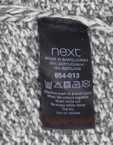 Next Men Grey Henley Jumper M Chunky Knit Wool Blend