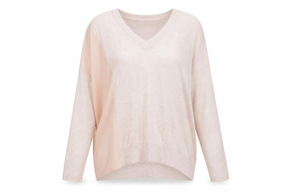 AllSaints Women's Beige V-Neck Pullover Jumper Size S Cotton Viscose Blend