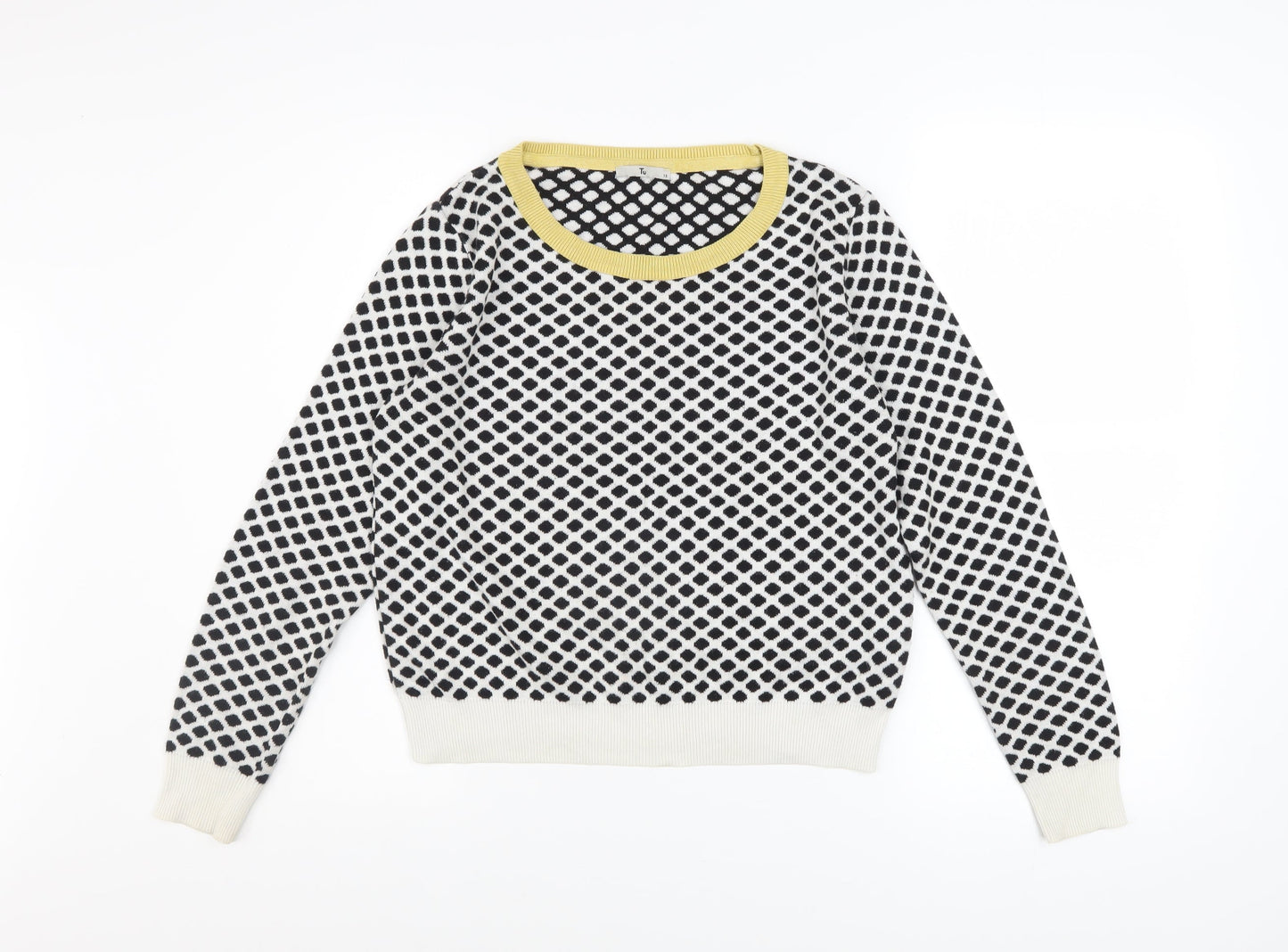 Tu Women's Black & White Geometric Knit Jumper Size 12