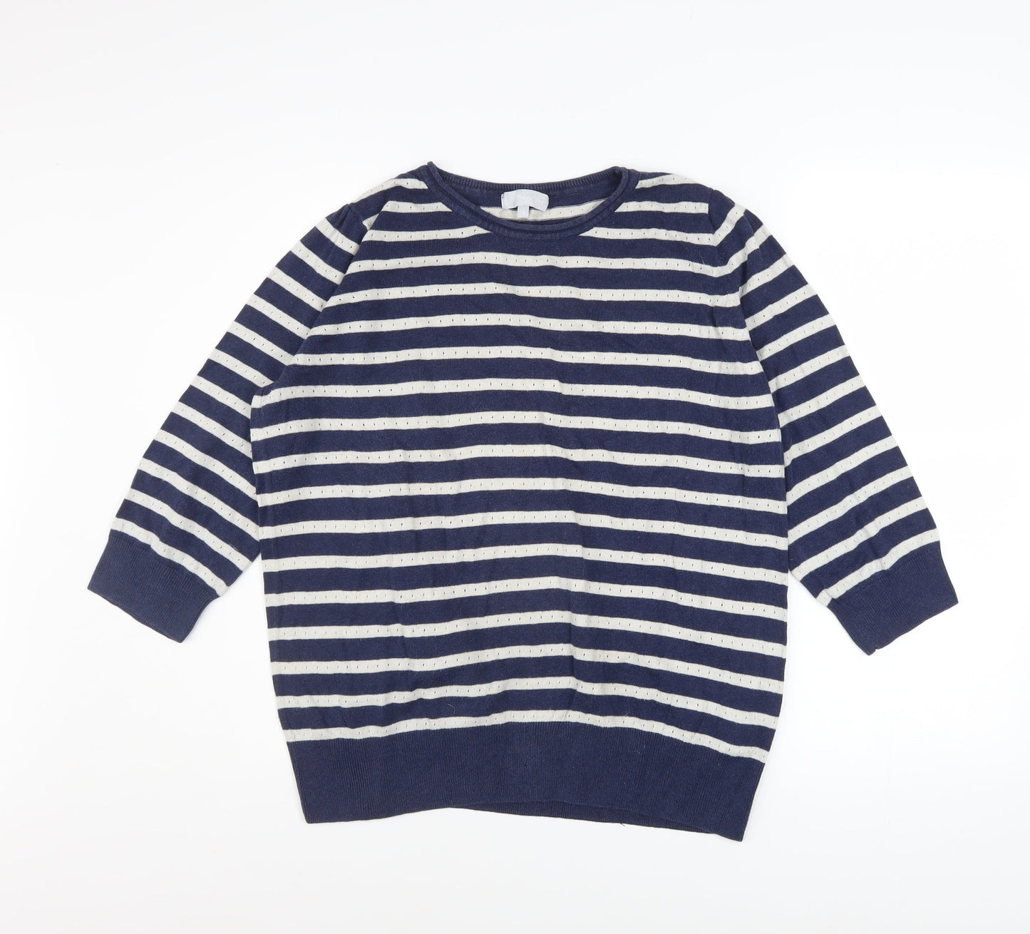 Red Herring Women's Blue Striped Cotton Jumper Size 16