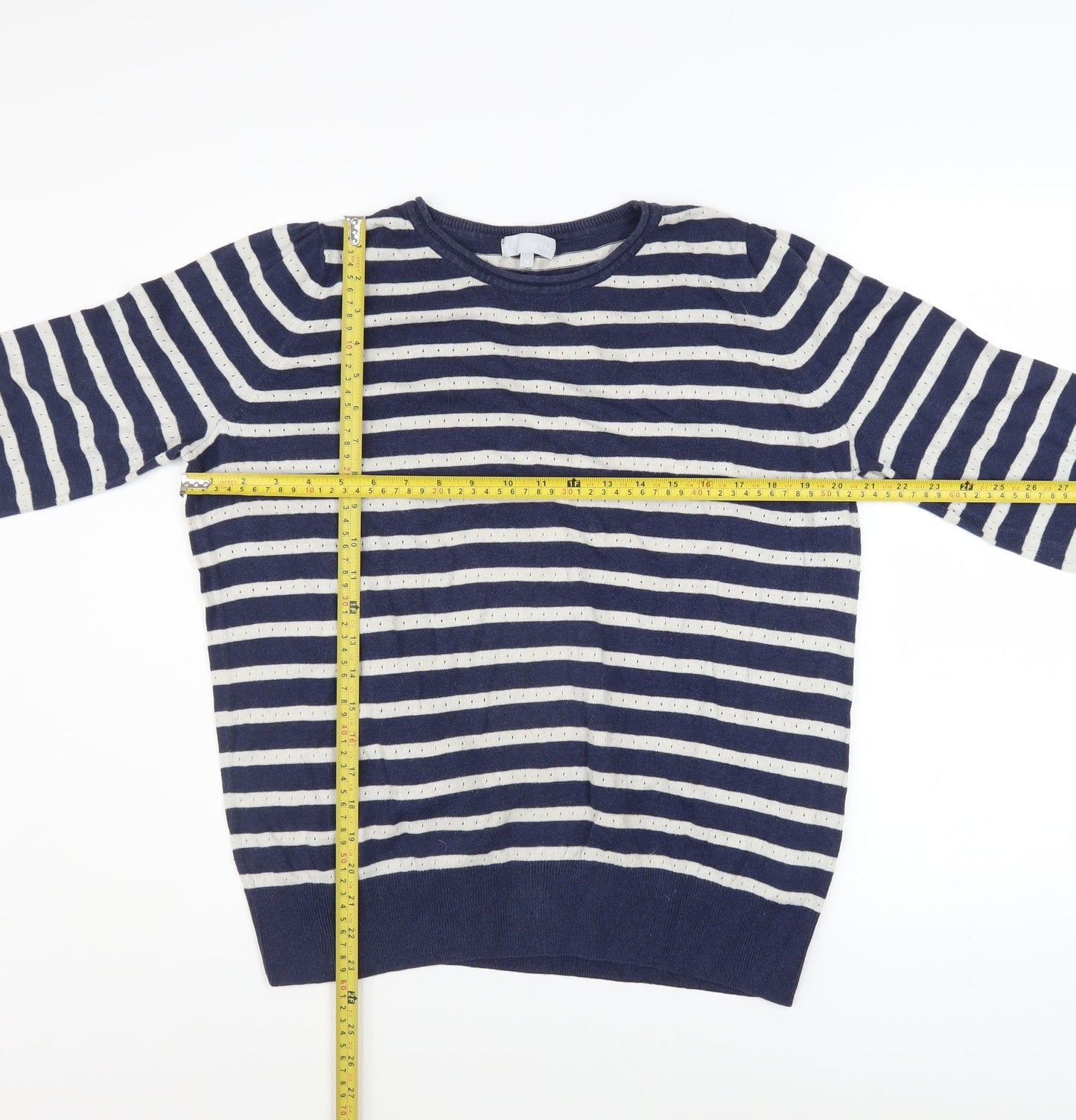 Red Herring Women's Blue Striped Cotton Jumper Size 16