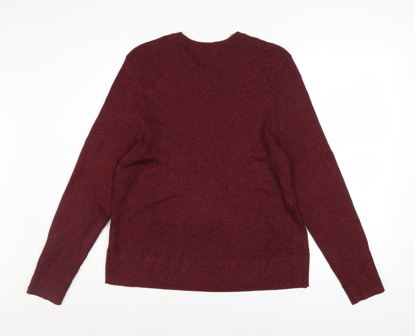 Marks and Spencer Women's Red Glitter Knit Crew Neck Jumper Size 20