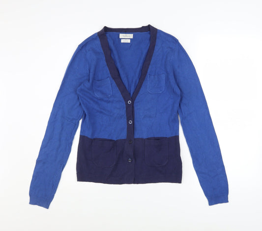 Van Heusen Women's Blue Cotton Cardigan S V-Neck Long Sleeve