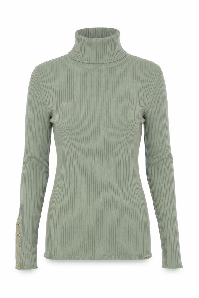 New Look Women’s Green Roll Neck Ribbed Jumper UK 10 Long Sleeve