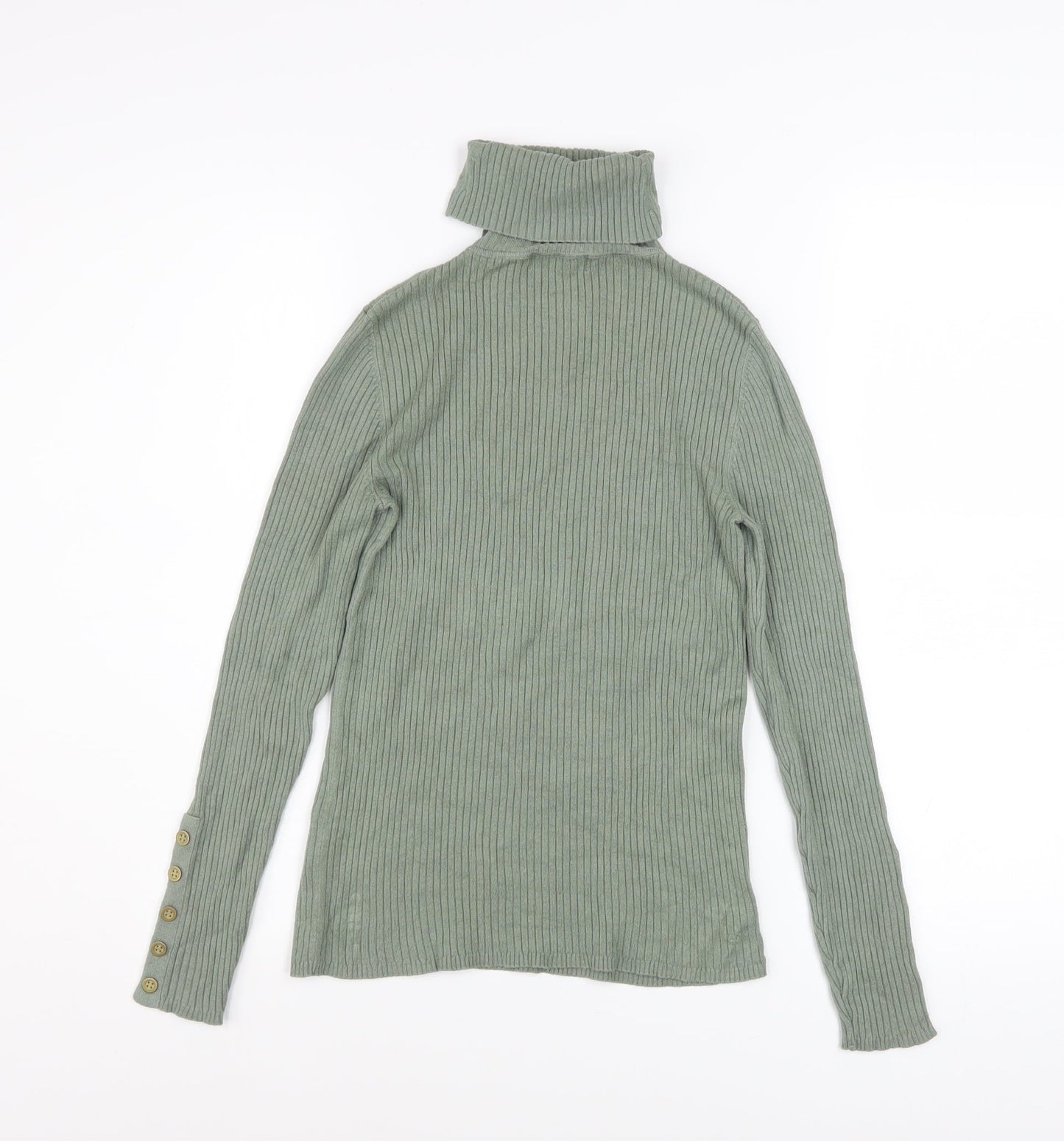 New Look Women’s Green Roll Neck Ribbed Jumper UK 10 Long Sleeve