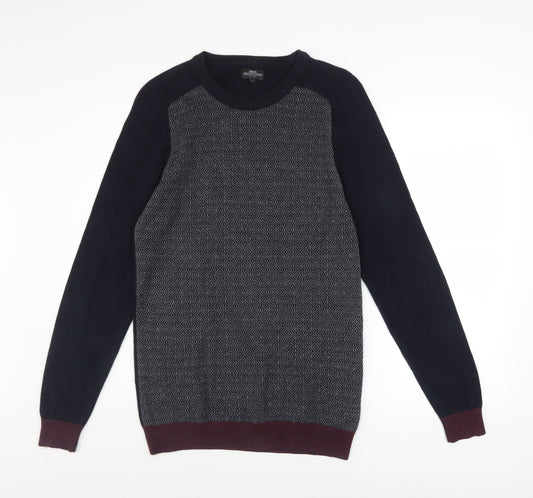 Next Men’s Blue Geometric Cotton Crew Neck Jumper Medium
