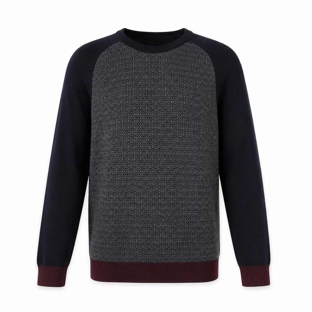 Next Men’s Blue Geometric Cotton Crew Neck Jumper Medium