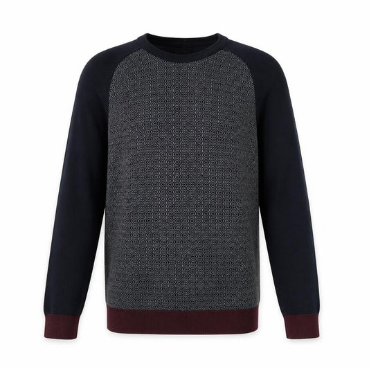 Next Men’s Blue Geometric Cotton Crew Neck Jumper Medium