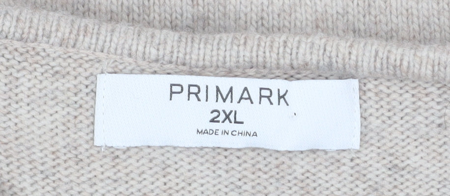 Primark Women Beige Beaded Crew Neck Pullover Jumper 2XL