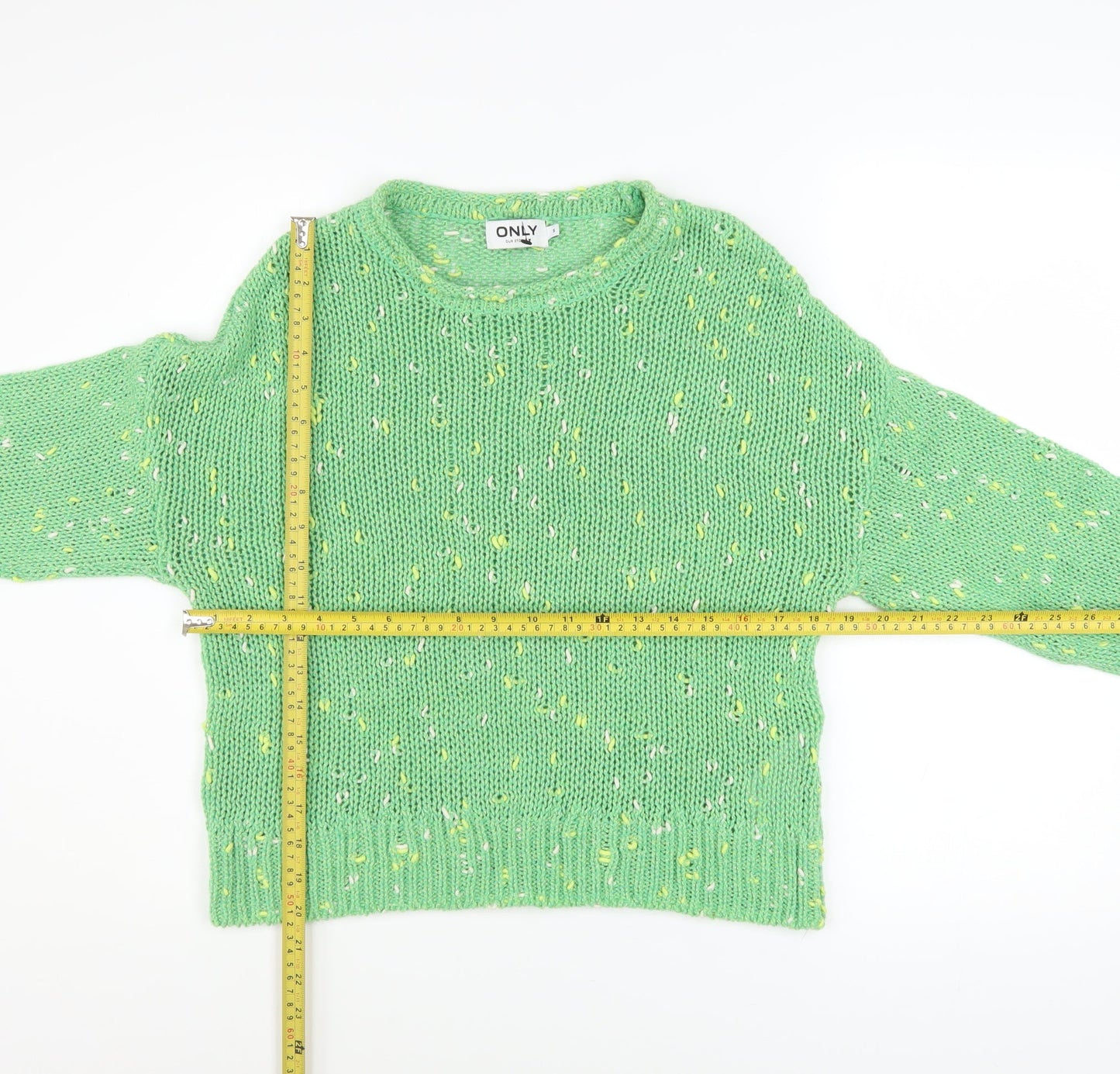ONLY Womens Green Chunky Knit Crew Neck Jumper Size S