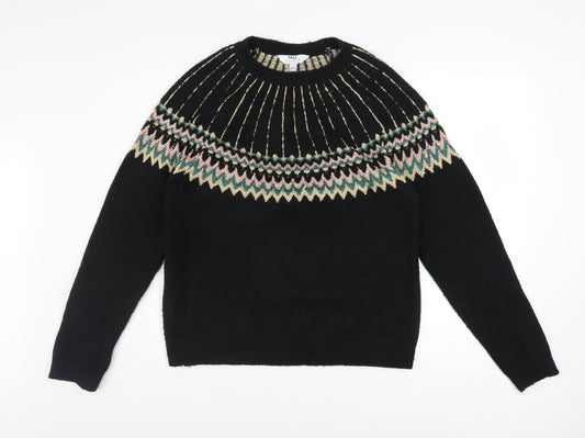 Dorothy Perkins Women’s Black Fair Isle Tall Knit Jumper Size 8