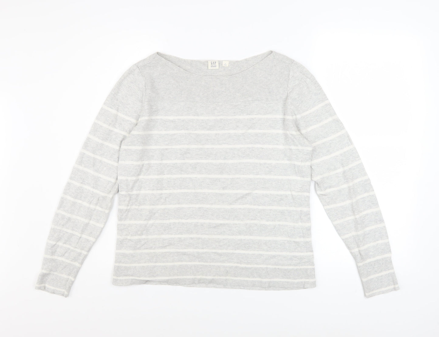 GAP Women’s Grey Striped Cotton Knit Pullover Jumper Size M
