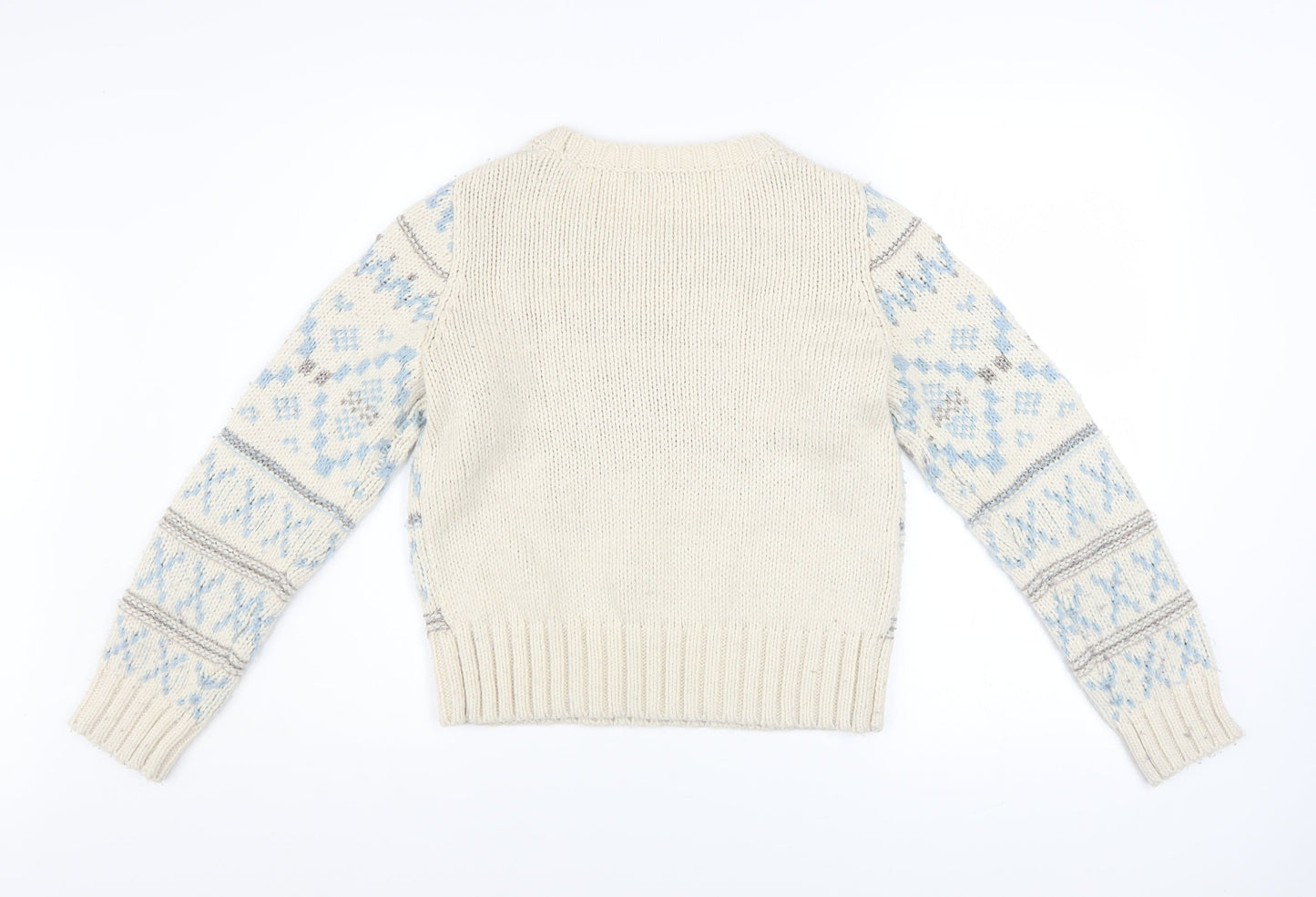 Tu Women Ivory Fair Isle Chunky Knit Jumper Size 10