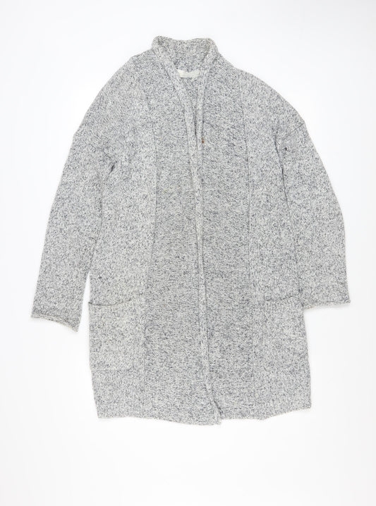 The White Company Women’s Grey Cotton Knit Cardigan UK 8 Long Sleeve Open Front