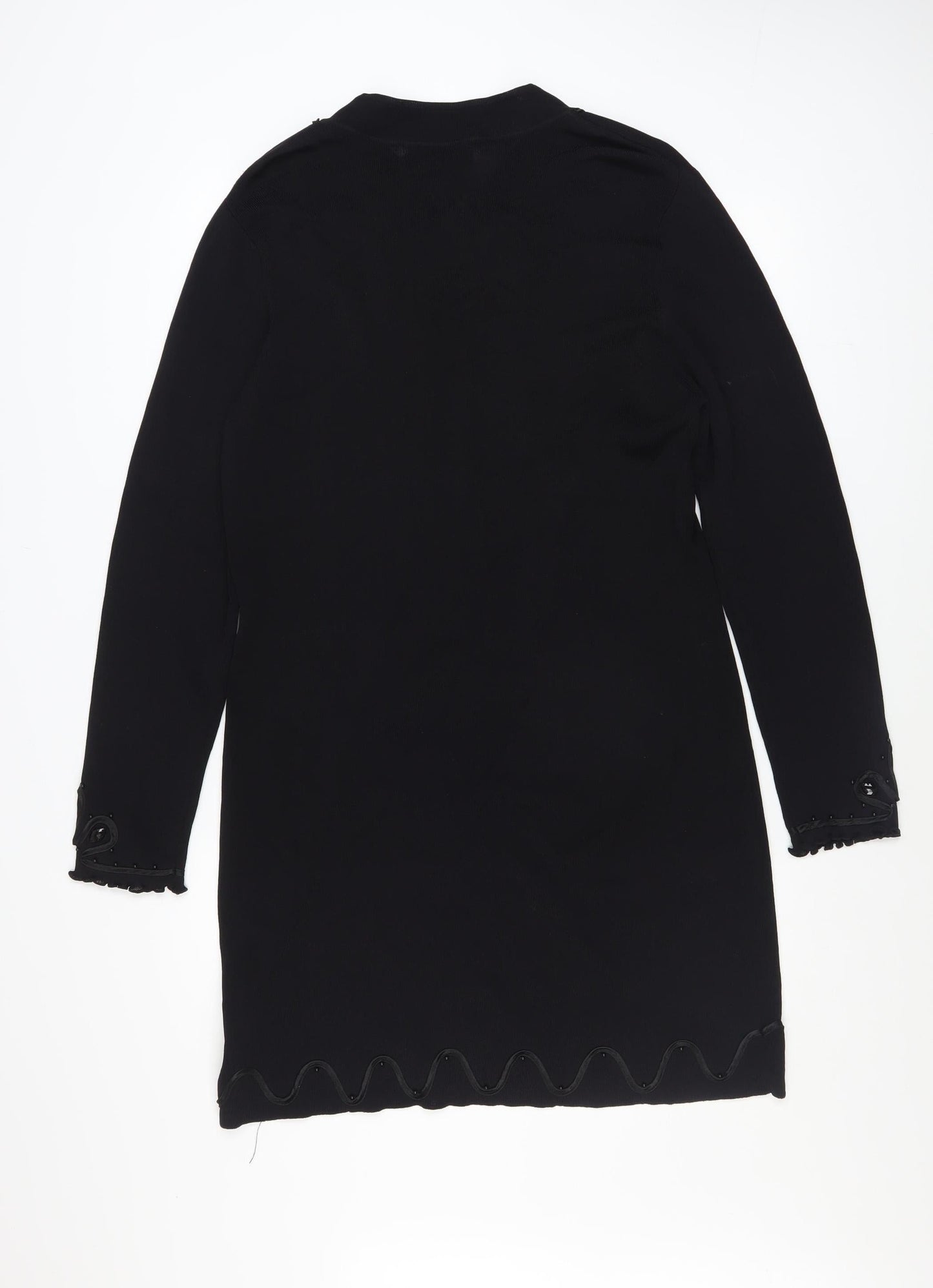 Stephen Women's Black Embroidered Mid-Length Coatigan S