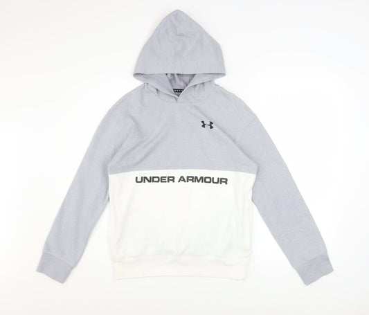 Under Armour Boys Grey Colourblock Pullover Hoodie Size 158