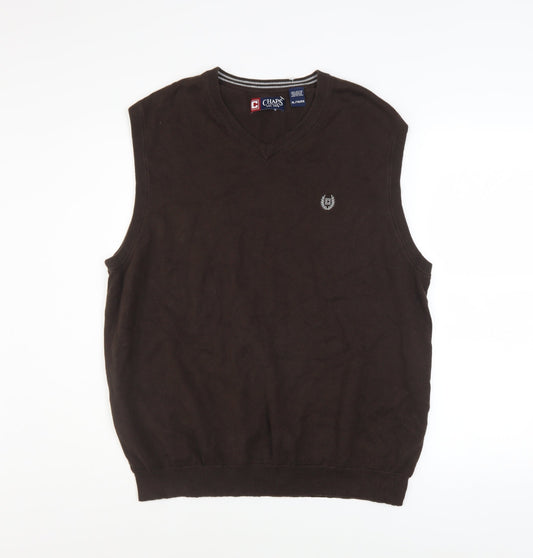 Chaps Men's Brown V-Neck Sleeveless Cotton Knit Vest XL
