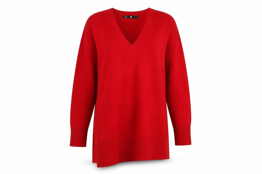 Very Women's Red V-Neck Long Sleeve Pullover Jumper Size B