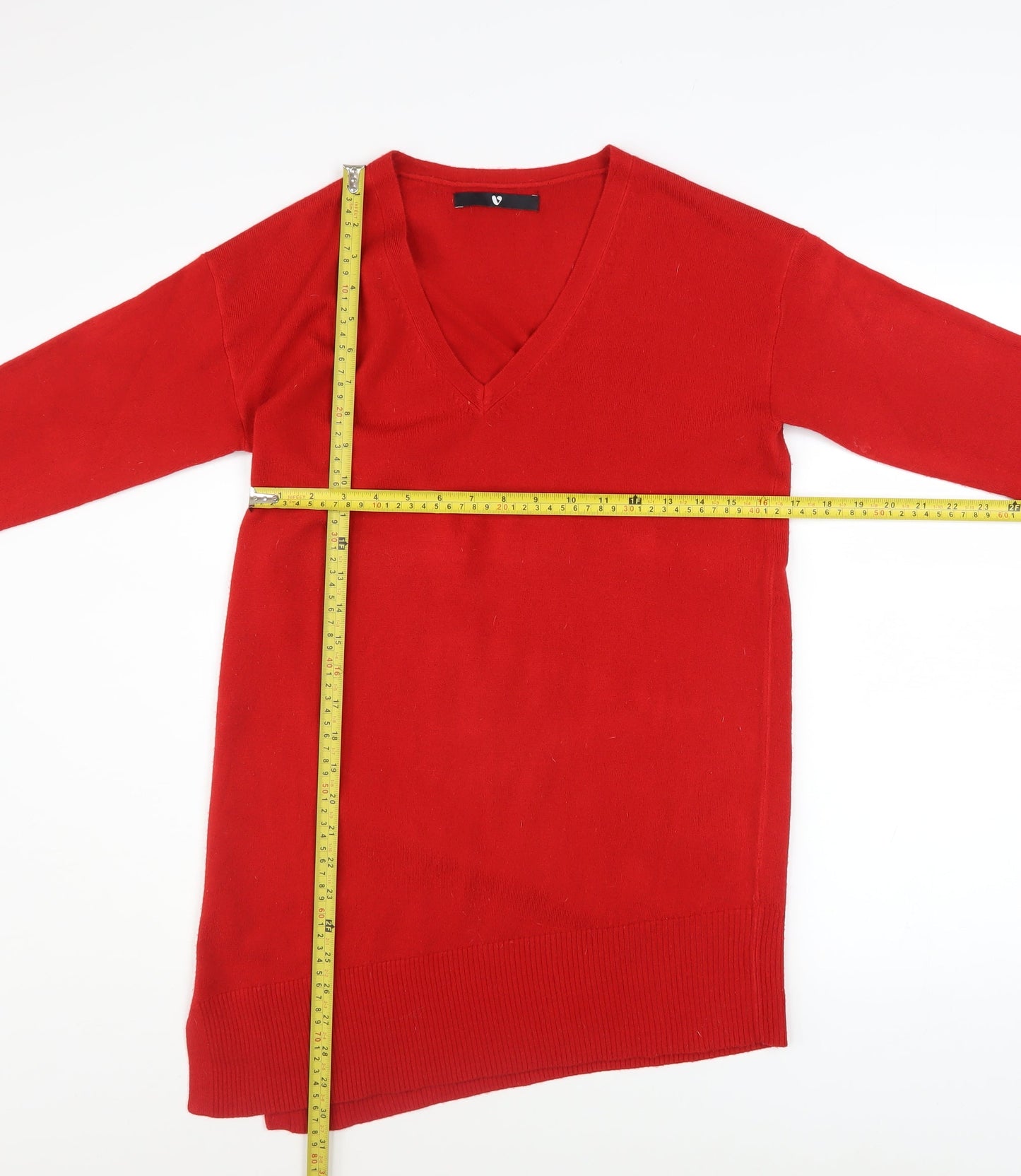Very Women's Red V-Neck Long Sleeve Pullover Jumper Size B