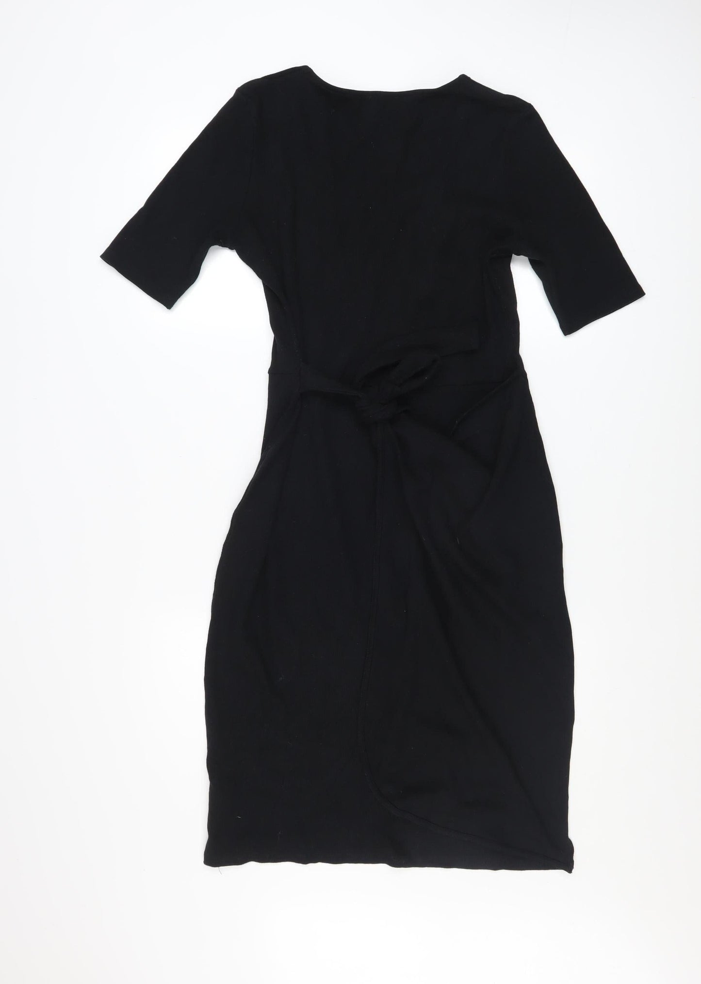 &et Womens Black Size 12 Bodycon Knee Length Cotton Blend Dress
