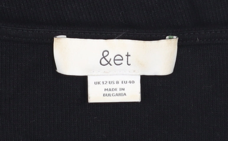 &et Womens Black Size 12 Bodycon Knee Length Cotton Blend Dress