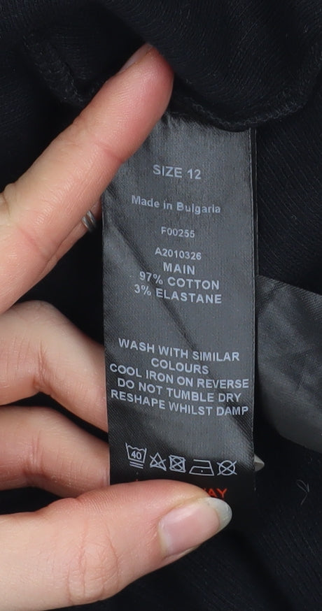 &et Womens Black Size 12 Bodycon Knee Length Cotton Blend Dress