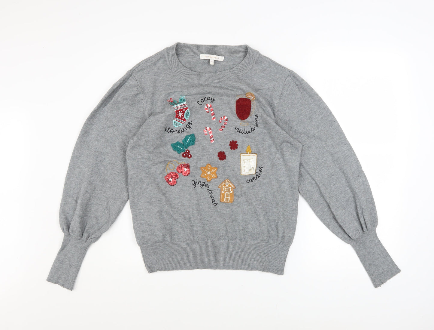 Next Women’s Grey Christmas Embroidered Jumper Size 12