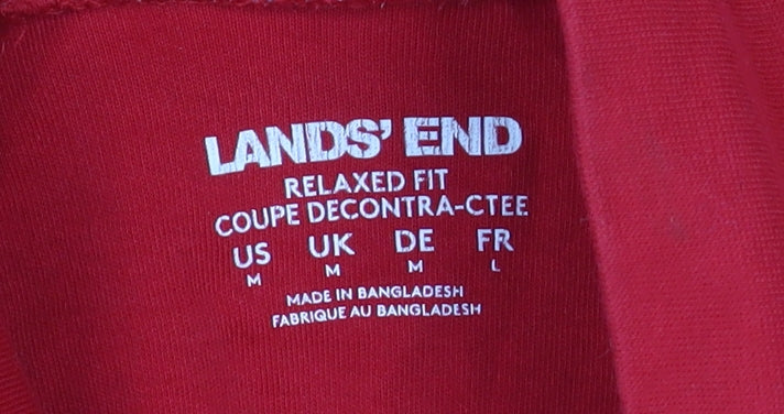 Lands' End Men's Red Relaxed Fit Long Sleeve Roll Neck Cotton Top M