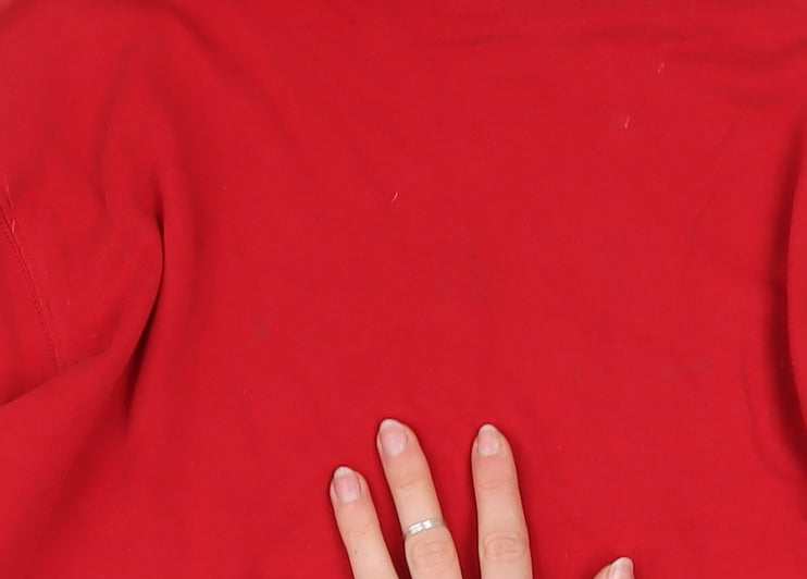 Lands' End Men's Red Relaxed Fit Long Sleeve Roll Neck Cotton Top M