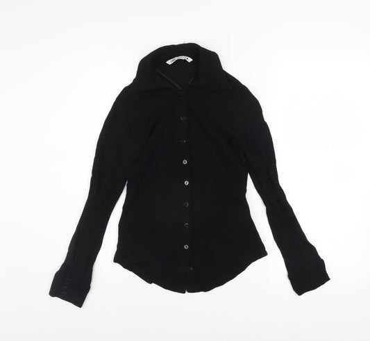Zara Womens Black Button-Up Long Sleeve Collared Shirt Size S